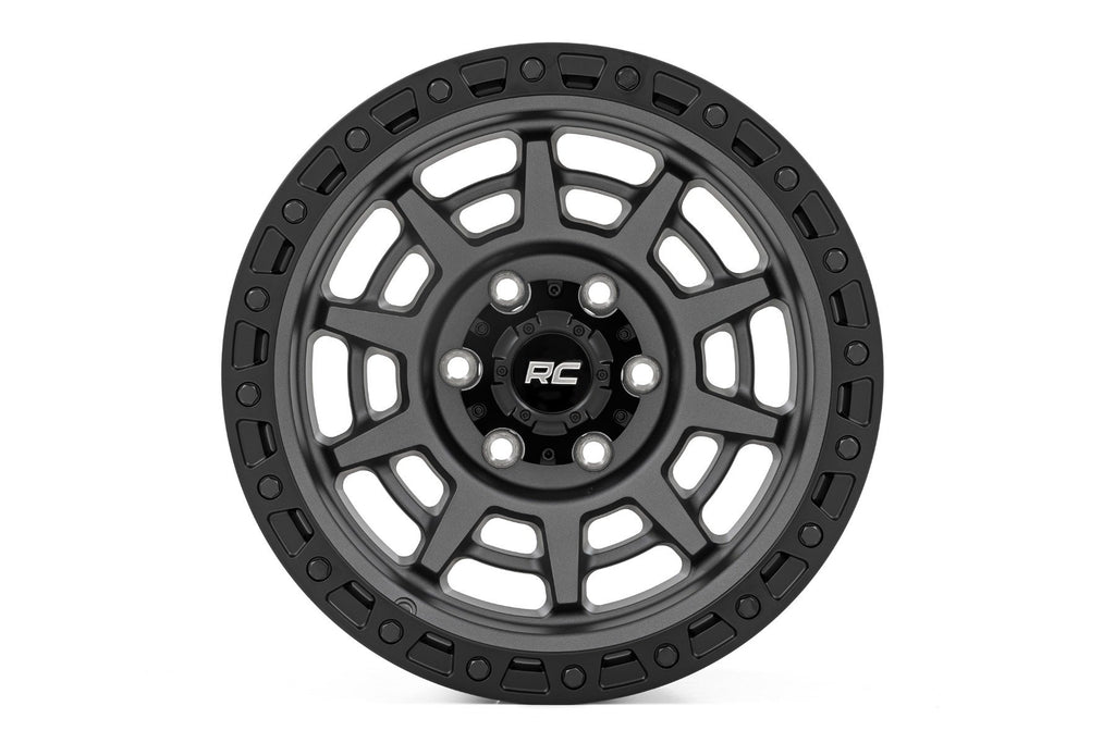 Rough Country 85 Series Wheel | Simulated Beadlock | Gunmetal Gray/Black | 17x9 | 5x5 | -12mm