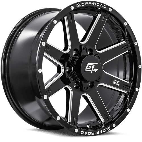 GT Offroad Invasion gloss black milled wheels - Lethal Auto